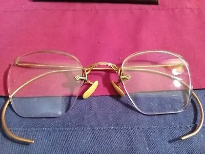 Vintage Prescription Wire Rimmed Eyeglasses W/case • $35