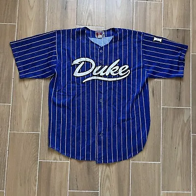 VTG DUKE UNIVERSITY J PLUS Baseball Jersey Men’s Size XXL Blue Mesh NCAA • $48