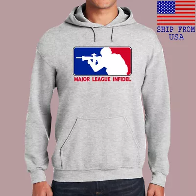 MLI Major League Infidel Logo Grey Hoodie Sweatshirt Size S-3XL • $30.99