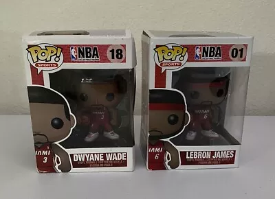 Funko Pop! Sports NBA 18 Dwyane Wade & 01 Lebron James Miami Heat Damaged Boxes • $399.99