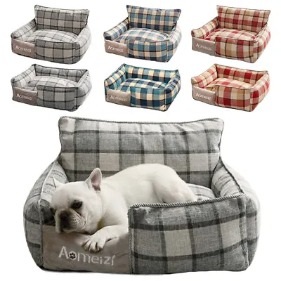 Pet Cat Dog Bed Cat Beds Soft Washable Puppy Cushion Pet Basket Large Medium • £19.74
