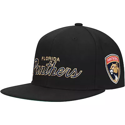 Men's Mitchell & Ness Black Florida Panthers Core Team Script 2.0 Snapback Hat • $33.99