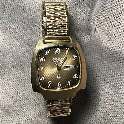 Vintage 1975 Bulova Accutron 2313 Gold-Plated Asymmetric Electronic Wristwatch • $165