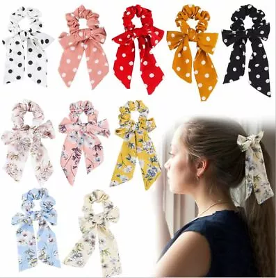 Long Strong Hair Bow Scrunchies Ponytail Elastic Holder Bobble Bands UK • £1.89