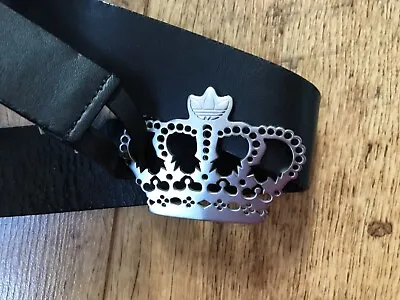 £30 • Buy Adidas Rare Missy Elliot Black Leather Belt With Large Silver Crown Buckle