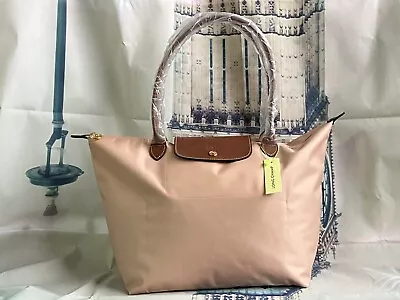 Le Pliage Nylon Large Tote Bag Leather Strap Handles Handbag • $50.29