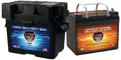 VMAX V35-857 + U1 BOX 35AH AGM Battery For Minn Kota 12V-45lb Trolling Motor • $128.79