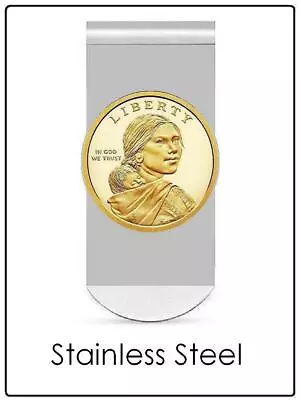 SACAGAWEA Dollar Money Clip - Native American Us Coin / Silver Stainless Clip • $14.99