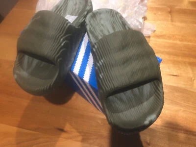 $70 • Buy Addilette 22 Slides Olive Strata Silver Green Mens Size US 12 BNIB 