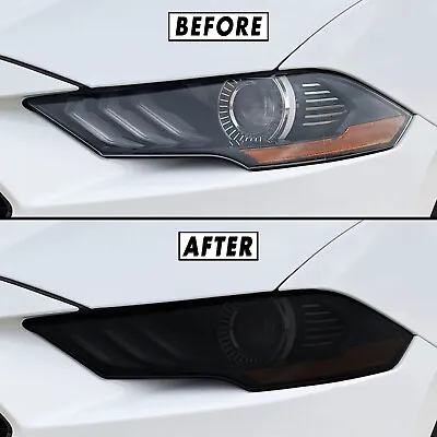 FOR 2018-2023 Ford Mustang Headlight & Fog Light SMOKE Precut Vinyl Tint Overlay • $27.95