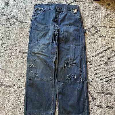 VTG 50s Hercules Carpenter Double Knees Distressed Union Made Sanforized 34x27 • $299.99