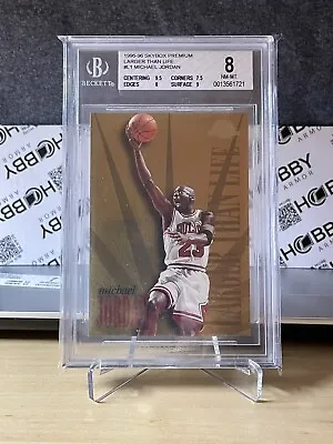 1995-96 Skybox Premium Larger Than Life Michael Jordan #L1 PSA 8 💎💎💎💎 • $425