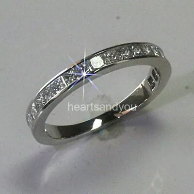 2ct Simulated Diamond Channel Set Eternity Wedding Ring Band White Gold Plated • $119.99