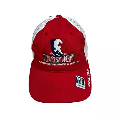 Delaney Hockey CCM Baseball Cap Men Mesh Adjustable Strapback Red White OSFA • $14.62