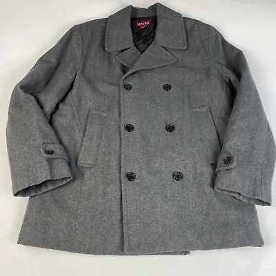 Merona Pea Coat Mens Large Gray Wool Blend Double Breasted Winter Formal • $18.53