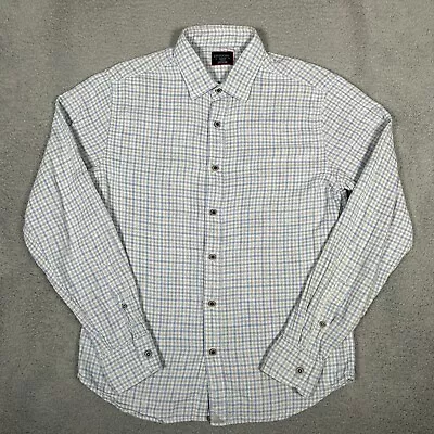Untuckit Shirt Mens Medium Gray Blue Check Flannel Lightweight Lined Button Slim • $24.99