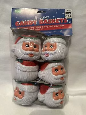 New (Set Of 6) Vintage Santa Candy Baskets Pails Mini Buckets 2  Handles • $12.95