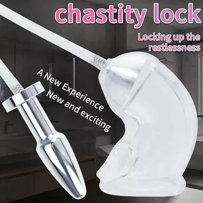 Male Stainless Steel Expander Dilator Plug With Penis Cage Chastity Device UK • £9.26