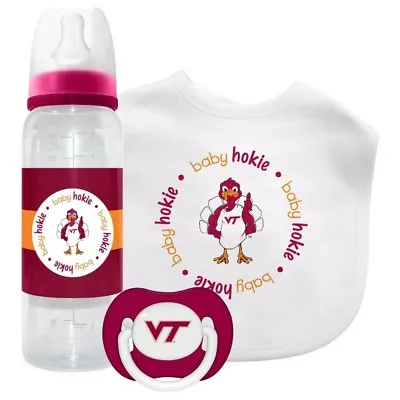 Virgina Tech Baby Fanatic Essentials Bib Bottle & Pacifier Gift Set Hokie VT • $20