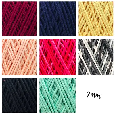 Braided Cotton Cord String Home DIY Craft Macrame Knitting Jewellery 2mm • £2.48