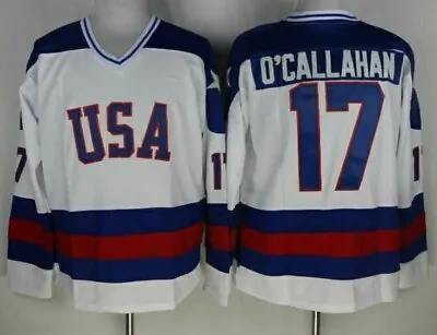 17# Jack O'Callahan Ice Hockey Jerseys 1980 Miracle On Ice Movie Stitched WHITE • $38.99