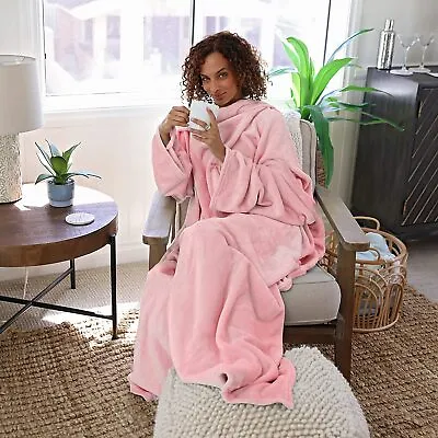 Wearable Blanket With Sleeves And Pocket Cozy Soft Fleece Mink Micro Plush Wrap • $32.99
