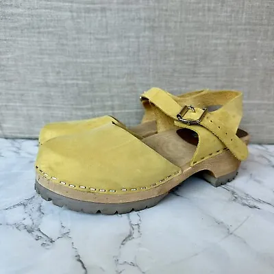 MIA Clogs Women's Abba Closed Toe Yellow Leather Sandals 37 EU / 7 M US • $55