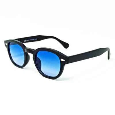 OCCHIALI DA SOLE Uomo Nero Lucido Con Lenti Azzurre Johnny Depp V400 EUR 9,50 - IT - Foto 13
