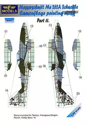 LF Models 1/48 MESSERSCHMITT Me-262A SCHWALBE Camouflage Paint Mask Set Part 2 • $13.99