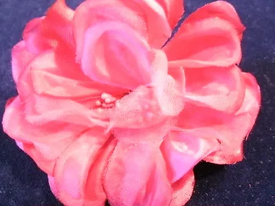 Vintage Millinery Flower 3  Satin Chiffon Deep Pink For Hat Bride + Hair  IJ8 • $4.99