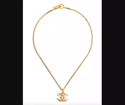 Gorgeous CHANEL Vintage 24K Gold Plated Necklace Chain CC Pendant Faux Pearl 03A • $1195