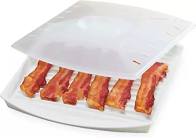 Microwave Bacon Rack With Lid Hot Dog Sausage Grill Pan Tray Cooker Cookware USA • $14.19