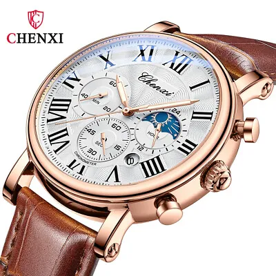 CHENXI Men Quartz Watch Roman Numerals Wristwatch Business Male Leather Watches • $17.67