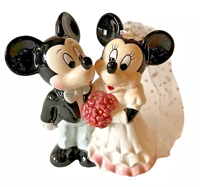 DISNEY Mickey & Minnie Mouse Wedding Bride Groom Porcelain 5  Figurine Taiwan • $10