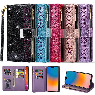 For Samsung S20 Ultra S20+ S10 Lite Zip Wallet Case Glitter Leather Flip Cover  • $18.69