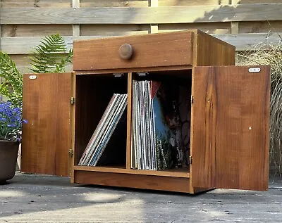 Vintage Mid Century Teak Danish Style Vinyl Record Cabinet • £35