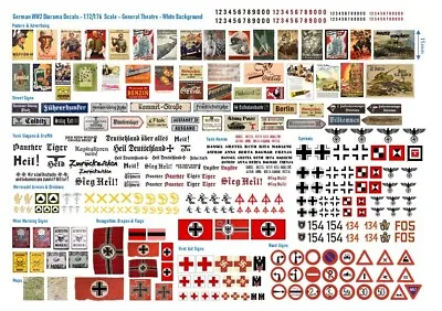 1:72/1:76 Scale German WW2 Diorama Decals (Posters Street Signs Tank Slogans) • £8