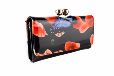 UK New Women's Patent Poppy Butterfly Print TopHandle Tote Bag With Metal Hinges • £9.99