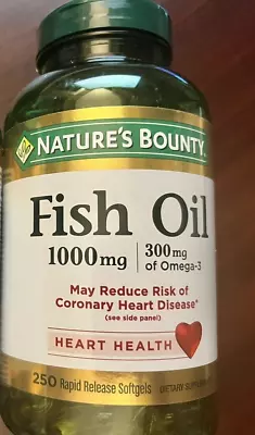 $17.90 • Buy Nature's Bounty Fish Oil 1000mg, 300mg Omega-3, 250 Softgels