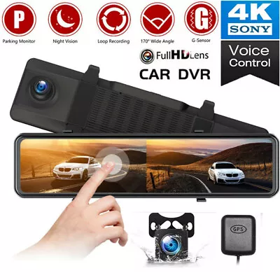 $118.14 • Buy TOGUARD 4K Mirror GPS Dash Cam 12  Voice Control Car RearView Backup Dual Camera