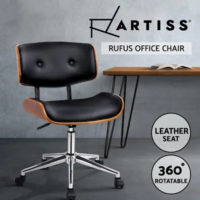 Artiss Wooden Office Chair Computer Desk Chairs Bentwood Fabric Seat White • $119.95