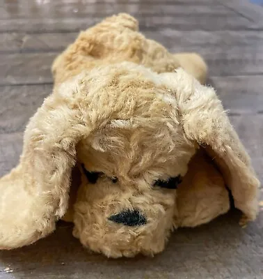 Vintage Sleeping Dog Plush Gund? Sani-Foam Rubber Stuffed Laying Down Felt Face • $17.95