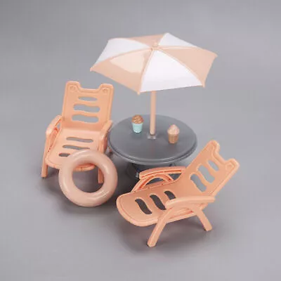 1:12 Dollhouse Beach Chair Sun Umbrella Set Furniture Miniature Scene Decoration • $11.69