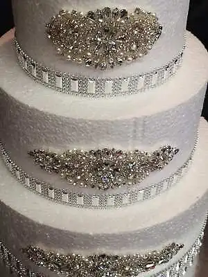Cake Brooch Set Of  3  Crystal Rhinestone & Pearl  Cake Decoration - Silver Or • £29