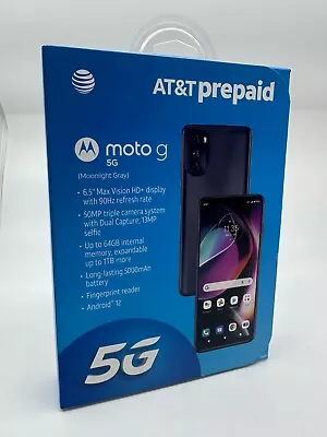 New/Sealed Gray AT&T Motorola Moto G 5G 64GB 6.5  HD+ Display Prepaid Smartphone • $79.95