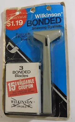 VTG Wilkinson Sword Bonded Razor 3 Bonded Blades Distressed Package NOS • $19.95