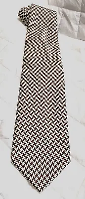 Vtg Resilio Men's Wide Tie Houndstooth Pattern In Brown & White - Striking • $2.25