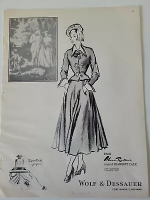 1949 Maurice Rentner Perfume Women's Dress Wolf & Dessauer Indiana Ad • $9.99