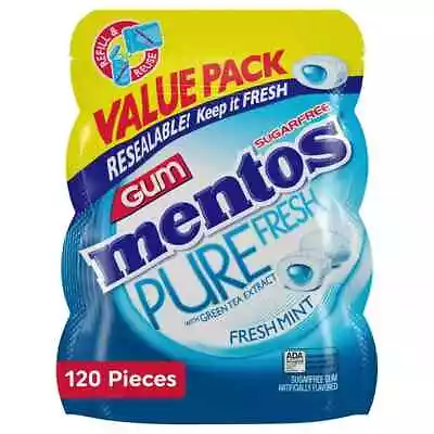 Mentos Pure Fresh Sugar-Free Gum With Xylitol Fresh Mint 120 Regular Size Piec • $18.80