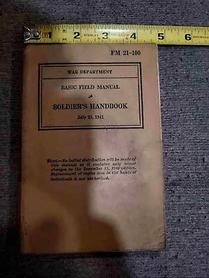 Soldier's Handbook-Basic Field Manual-July 1941 Fm 21-100 Well Loved/Used! • $11